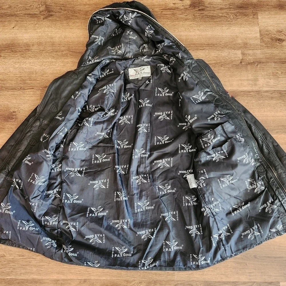 Triple Fat Goose Black Genuine Leather Men's Size Medium Coat